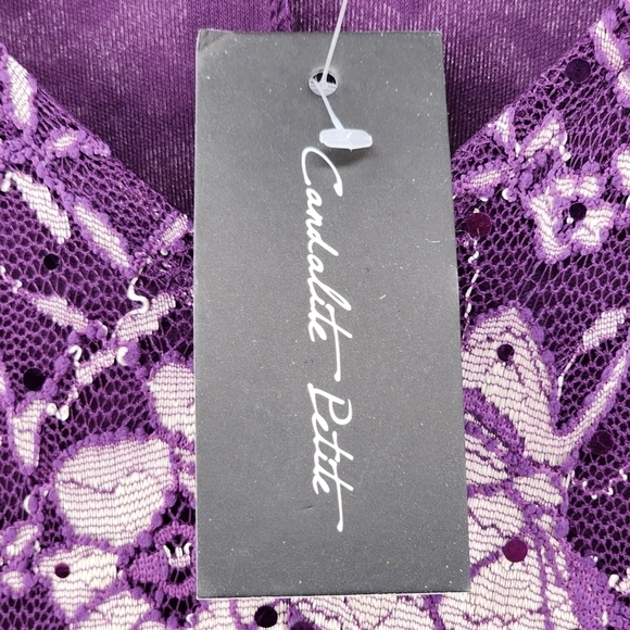 Candalite Women's Stretch Lace Tulle Godet V-Neck Tie Waist Prom Dress - MP - Picture 5 of 7